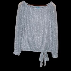 CeCe Shimmering Silver Blouse